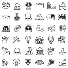 Carnival Icons. Line With Fill Design. Vector Illustration.