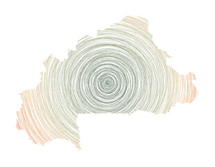 Burkina Faso map filled with concentric circles. Sketch style circles in shape of the country. Vector Illustration.