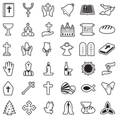 Christianity Icons. Line With Fill Design. Vector Illustration.