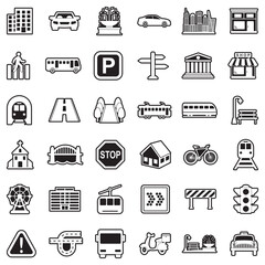 City Icons. Line With Fill Design. Vector Illustration.
