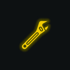 Adjustable Spanner yellow glowing neon icon