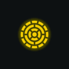 Aztec Calendar yellow glowing neon icon