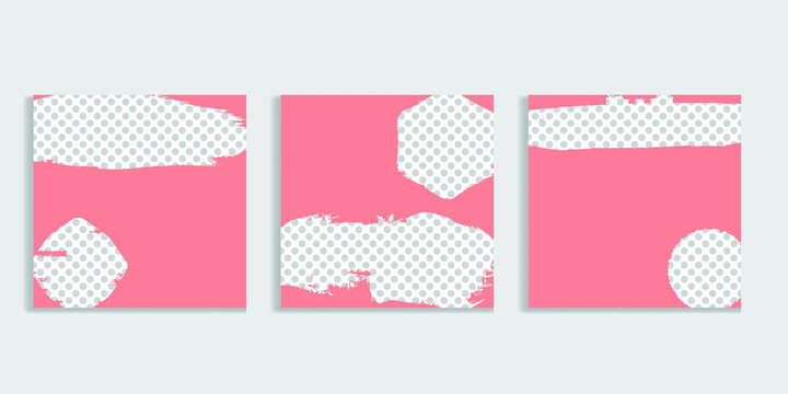 Social media square covers with grunge design  . Contemporary style . Post frame stories templates. Layout for promotion .Media banner .Vector