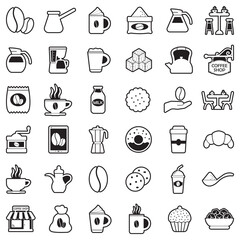 Coffee Icons. Line With Fill Design. Vector Illustration.