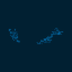Malaysia dotted glowing map. Shape of the country with blue bright bulbs. Vector illustration.