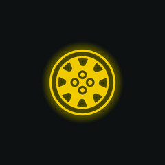 Alloy Wheel yellow glowing neon icon