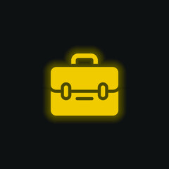 Briefcase yellow glowing neon icon