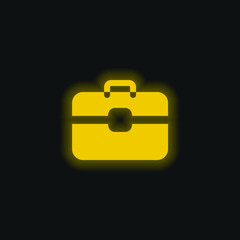 Briefcase yellow glowing neon icon