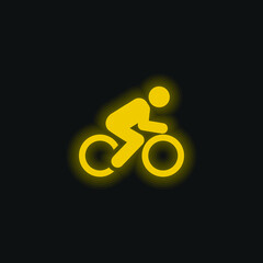 Bicycle yellow glowing neon icon