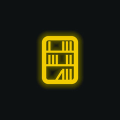 Books In A Library yellow glowing neon icon