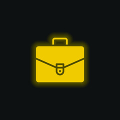 Briefcase yellow glowing neon icon