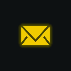 Black Closed Envelope yellow glowing neon icon