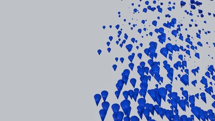 Fototapeta premium Abstract modern futuristic 3d render illustration. Light grey layout with blue cones. Geometric shapes flying chaotic background. 