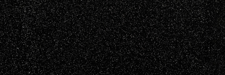 Fototapeta premium Black and white sparkling glitter bokeh background, christmas shiny texture. Holiday lights. Abstract defocused header. Wide screen wallpaper. Panoramic web banner with copy space for design