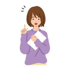 立って書類を手に持って何かひらめいたリモートワークの女性