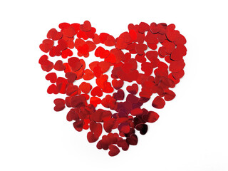 Red decorative hearts on a white background, concept love