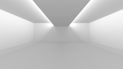 Illuminated corridor interior design. Empty Room Interior Background