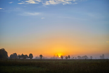 Summer misty morning in the field