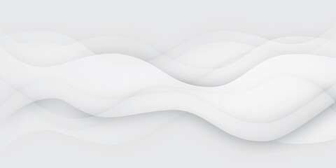 Soft smooth white lines curving to form a surface of light and shadow. White and gray modern abstract technology background. Abstract white and grey on light silver background modern design.  