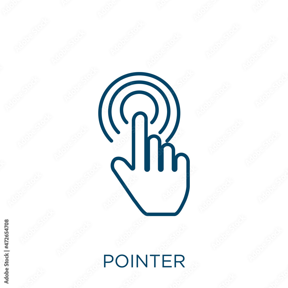 Poster pointer icon. Thin linear pointer outline icon isolated on white background. Line vector pointer sign, symbol for web and mobile.
