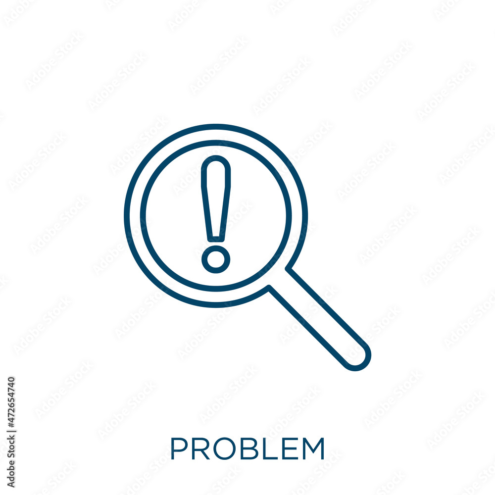 Poster problem icon. thin linear problem outline icon isolated on white background. line vector problem sig