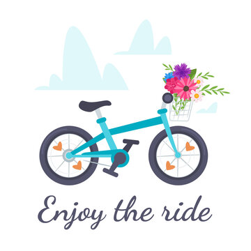 bicycle with flowers in a basket. Template