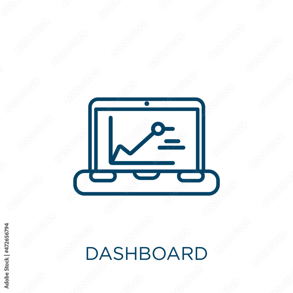 Poster dashboard icon. thin linear dashboard outline icon isolated on white background. line vector dashboa