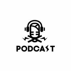 minimalist podcast logo with electricity splash, simple logo for brand and company