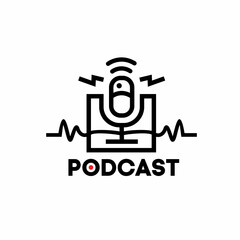 minimalist podcast logo with signal splash, simple logo for brand and company