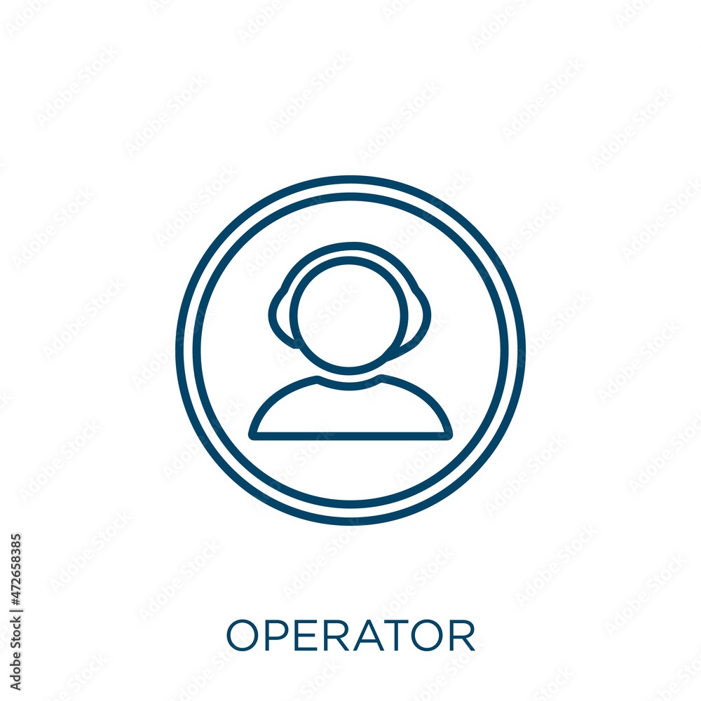 Poster operator icon. thin linear operator outline icon isolated on white background. line vector operator 
