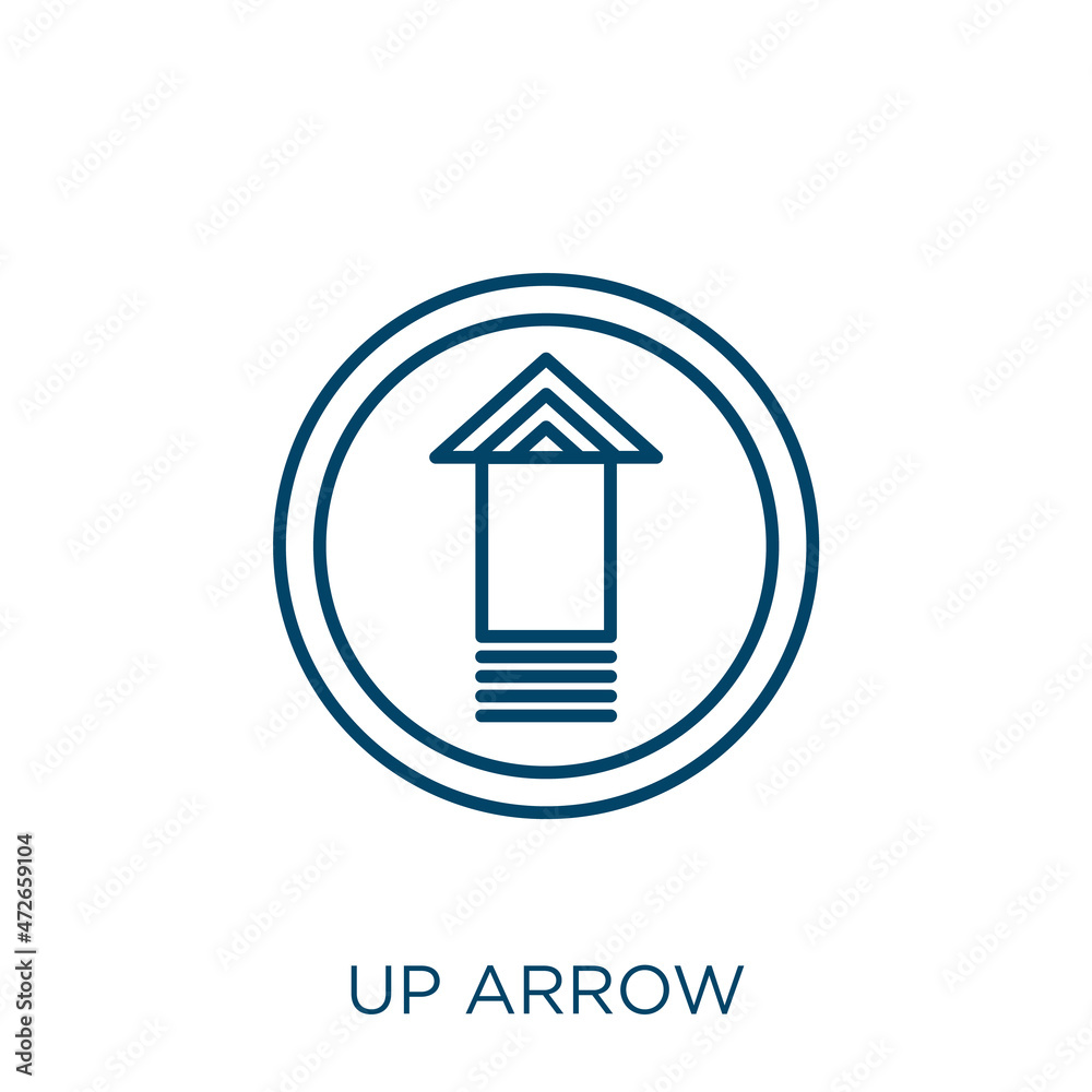 Poster up arrow icon. thin linear up arrow outline icon isolated on white background. line vector up arrow 