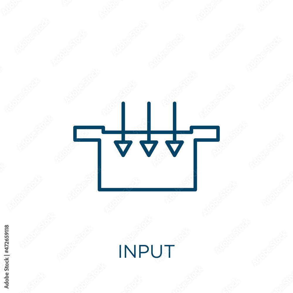 Poster input icon. thin linear input outline icon isolated on white background. line vector input sign, sym