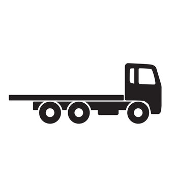 simple flat bed tow truck silhouette icon
