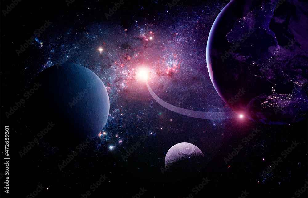 Wall mural planets and galaxy in outer space. elements of this image furnished by nasa
