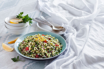 Tabbouleh salad. Traditional middle eastern or arab vegetarian dish