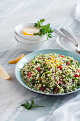 Tabbouleh salad. Traditional middle eastern or arab vegetarian dish