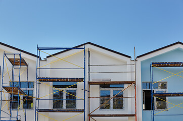 Naklejka premium The progress of construction of the kindergarten building. Modern decoration of building facades