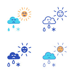 Obraz premium Seasonal affective disorder icon set in flat and line style
