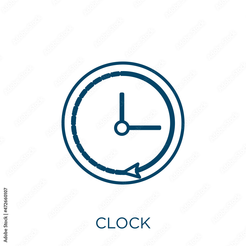Poster clock icon. thin linear clock outline icon isolated on white background. line vector clock sign, sym