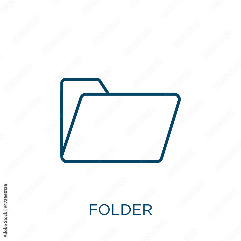 Poster folder icon. thin linear folder outline icon isolated on white background. line vector folder sign, 