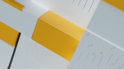 Abstract texture. 3d rendering background can be used in cover design, book design, poster, CD cover, flyer, website background for advertisement, broadcasting, presentation White and Yellow, cube