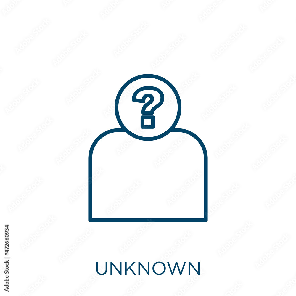 Poster unknown icon. thin linear unknown outline icon isolated on white background. line vector unknown sig