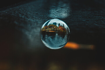 City Lensball View in Centrum of Warsaw, Poland, Europe, Autumn Time.