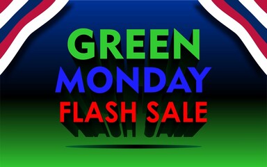 Green Monday Flash Sale banner themed United States flag