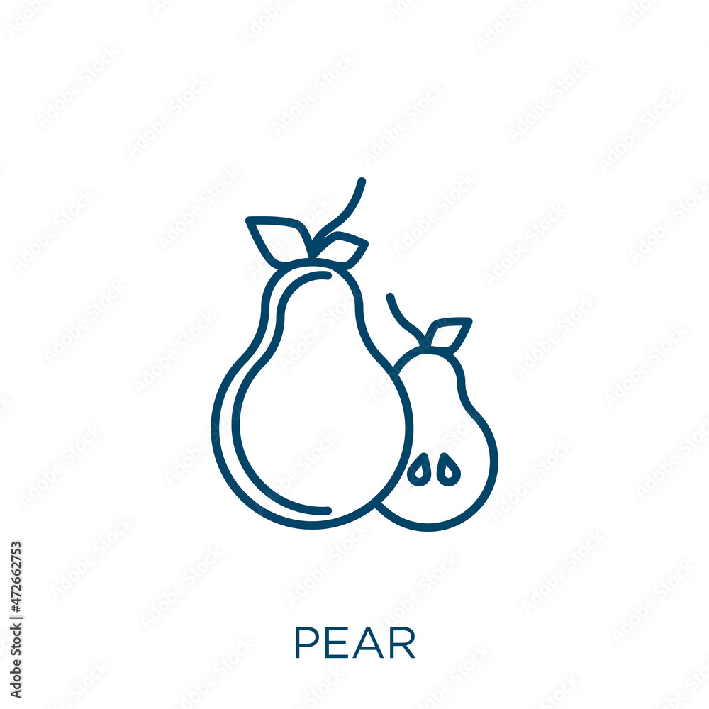 Poster pear icon. thin linear pear outline icon isolated on white background. line vector pear sign, symbol