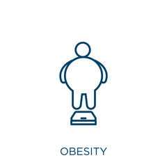 obesity icon. Thin linear obesity outline icon isolated on white background. Line vector obesity sign, symbol for web and mobile.