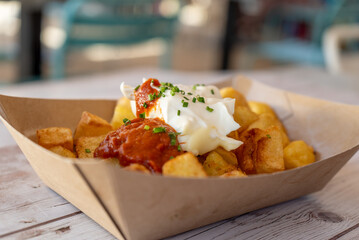 Fried potatoes with and salsa