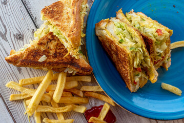 sandwiches with salmon and potatoes 