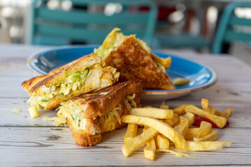 sandwiches with salmon and potatoes