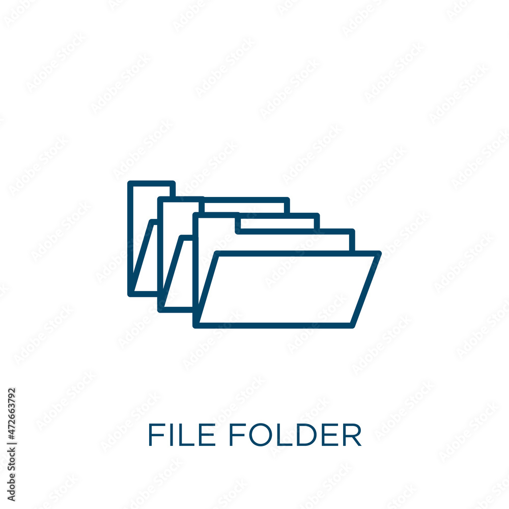 Poster file folder icon. thin linear file folder outline icon isolated on white background. line vector fil